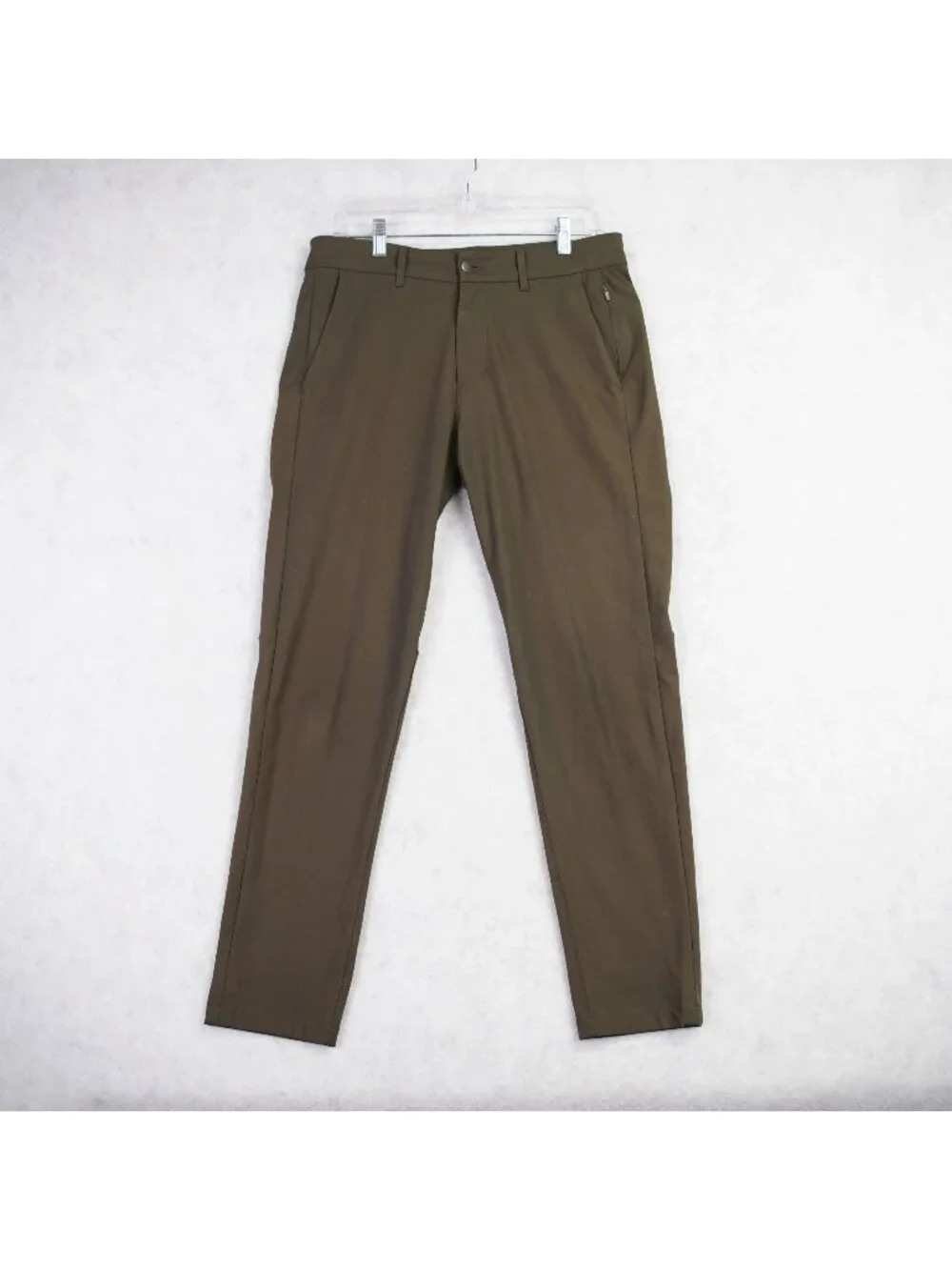 Lululemon Mens Commission Slim Fit Pants Warpstreme Sz 30x28 Olive Green LM5439S